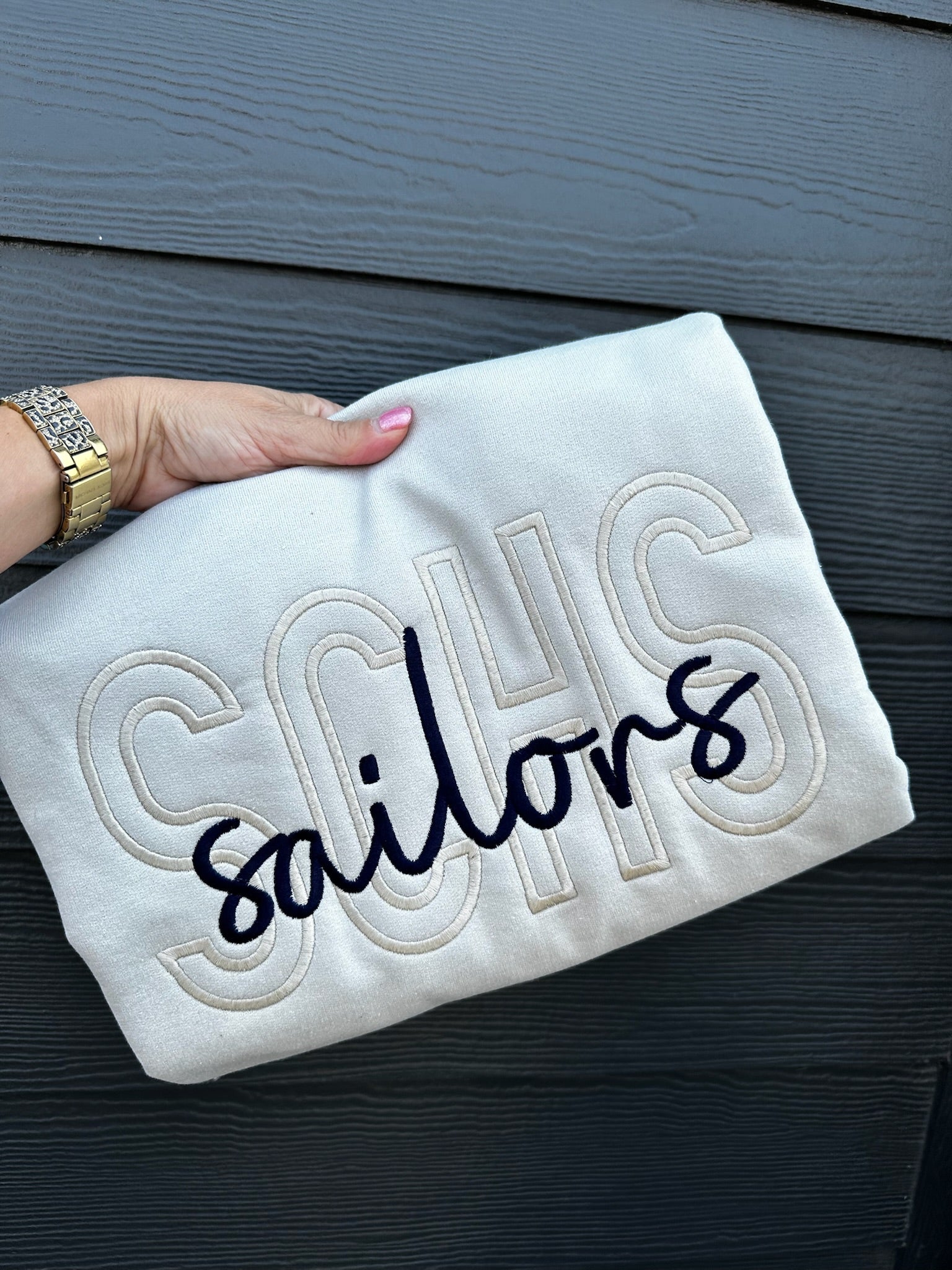 Custom Monotone School Spirit Embroidered Sweatshirt