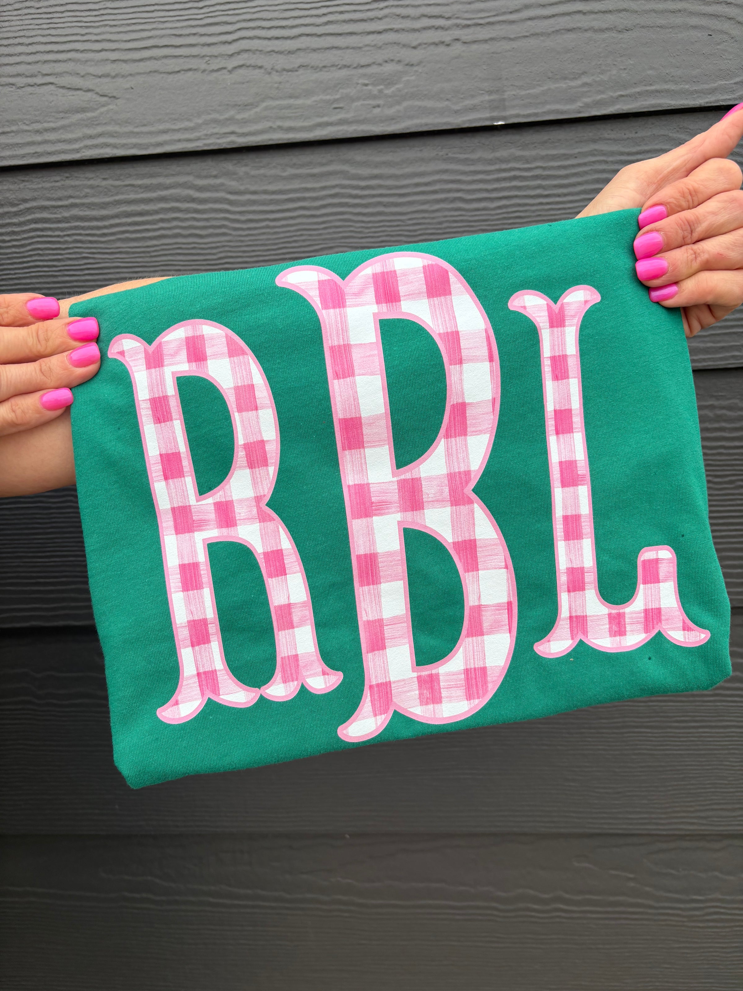 CUSTOM Spring Gingham Monogram Bella Canvas Tee