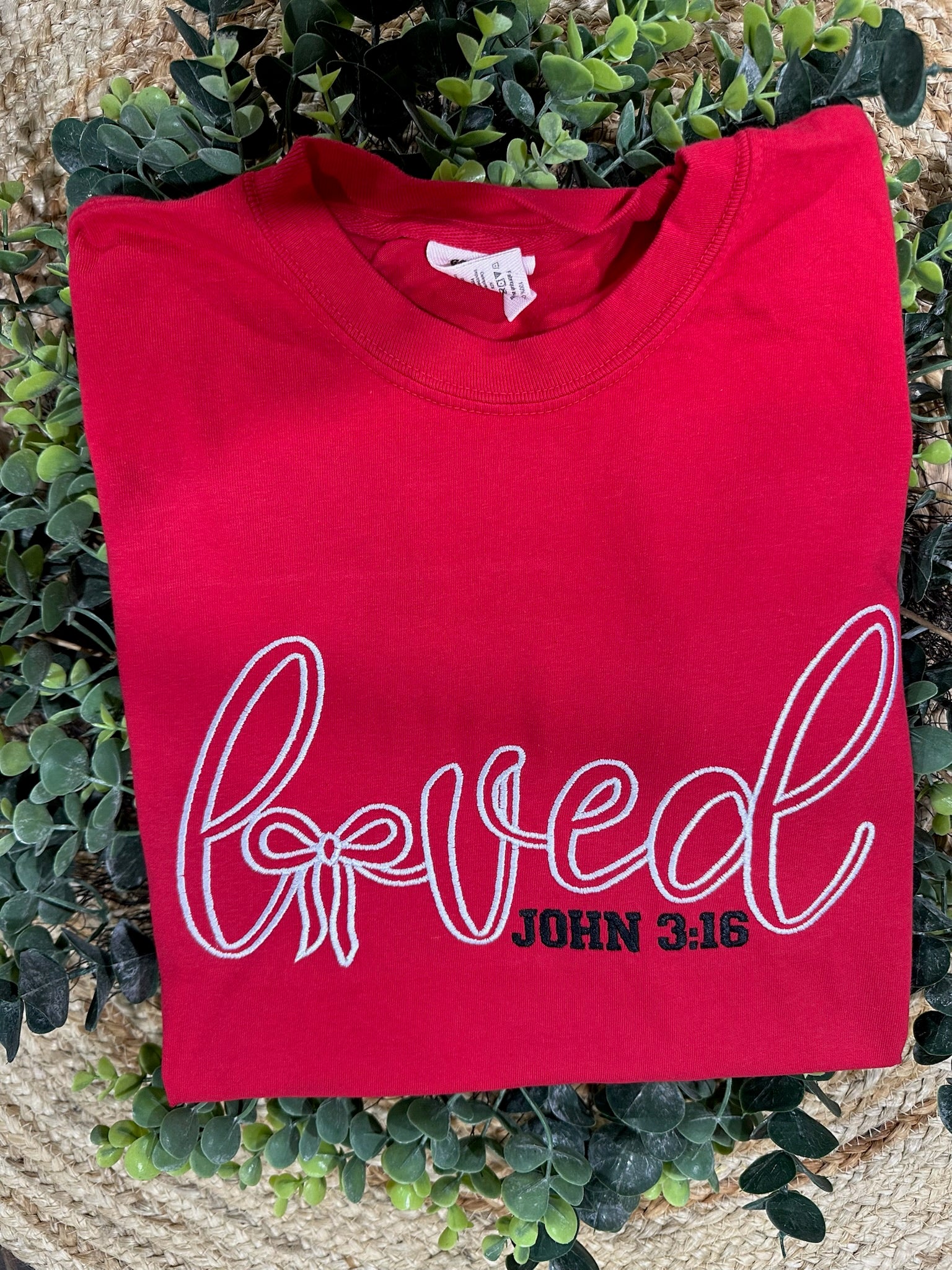 Loved John 3:16 Embroidered Comfort Color Short Sleeve Tee