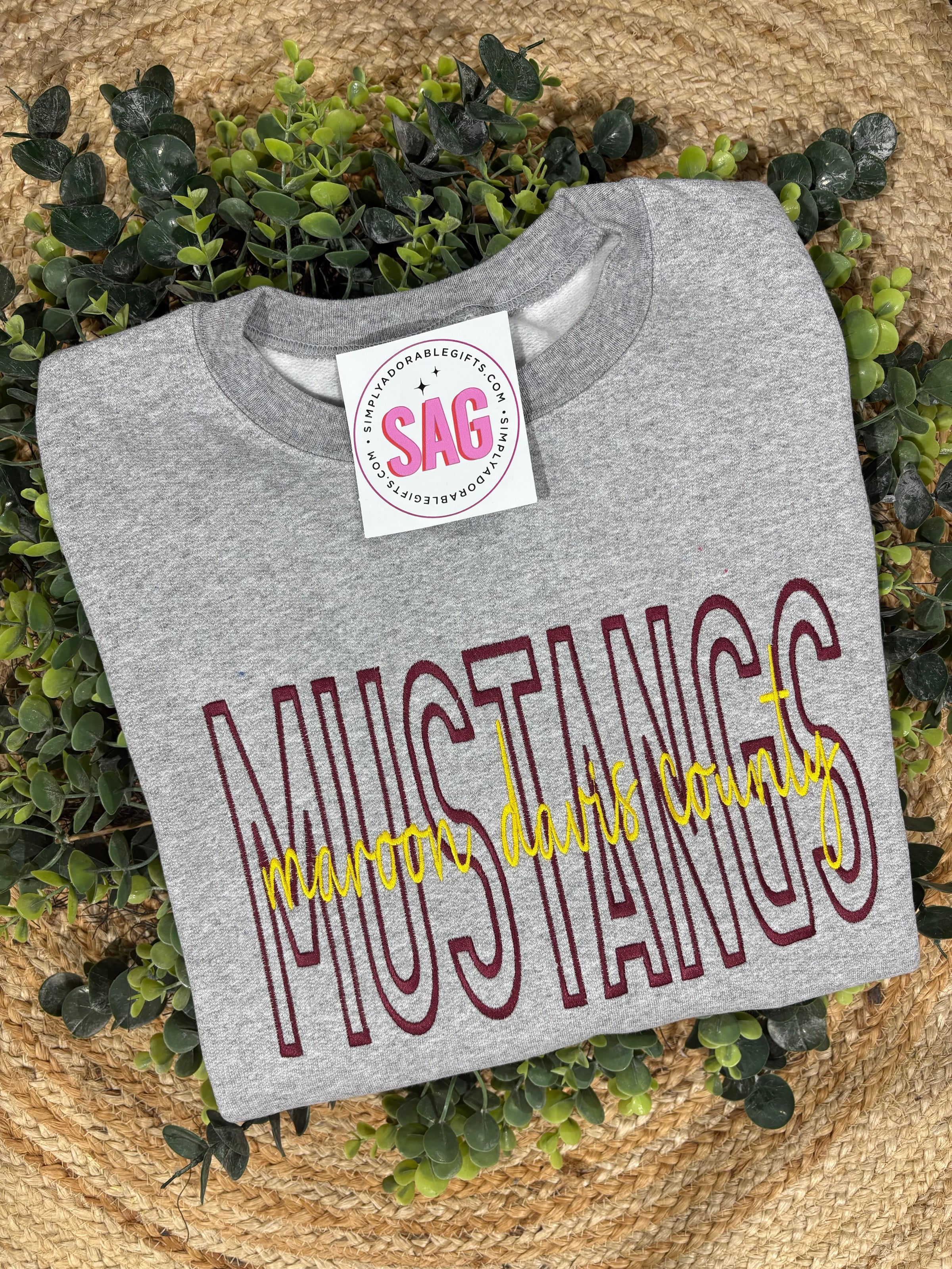 Custom Monotone School Spirit Embroidered Sweatshirt