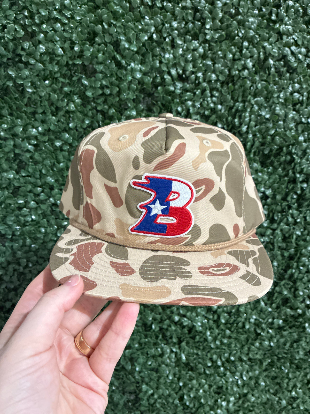 Bullard B Embroidered Patch Richardson Rope Snapback Hat - Camo