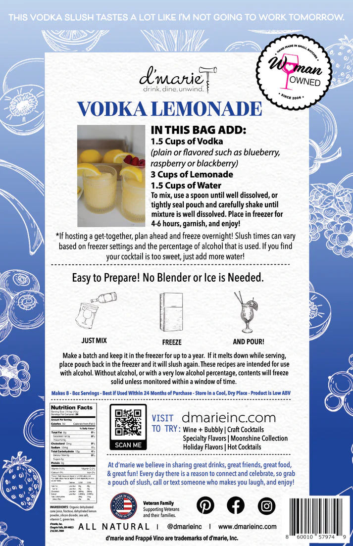 d'Marie Vodka Lemonade Craft Cocktail Slush Mix