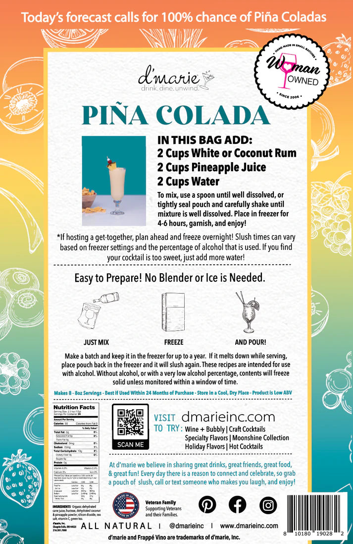d'Marie Pina Colada Craft Cocktail Slush Mix