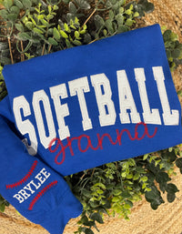 Custom Softball Fan Glitter Applique Shirt