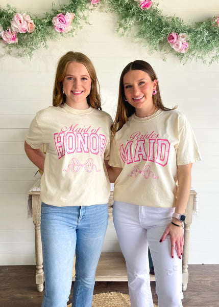 Floral Maid Of Honor Bow Tee