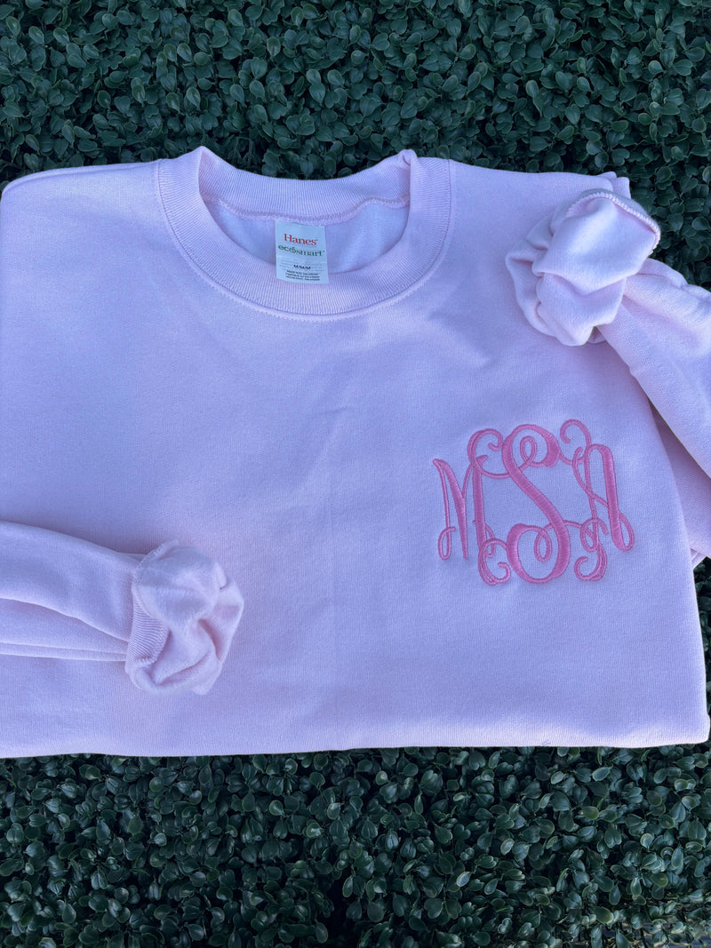 Monogrammed Light Pink Sweatshirt