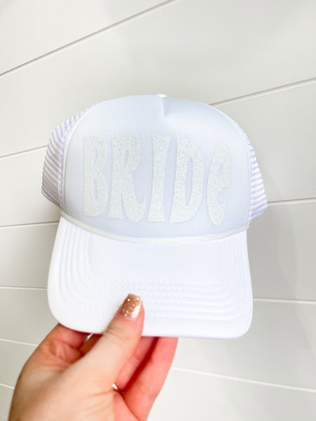 Glitter Bride Hat - White