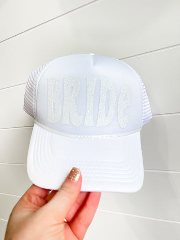 Glitter Bride Hat - White
