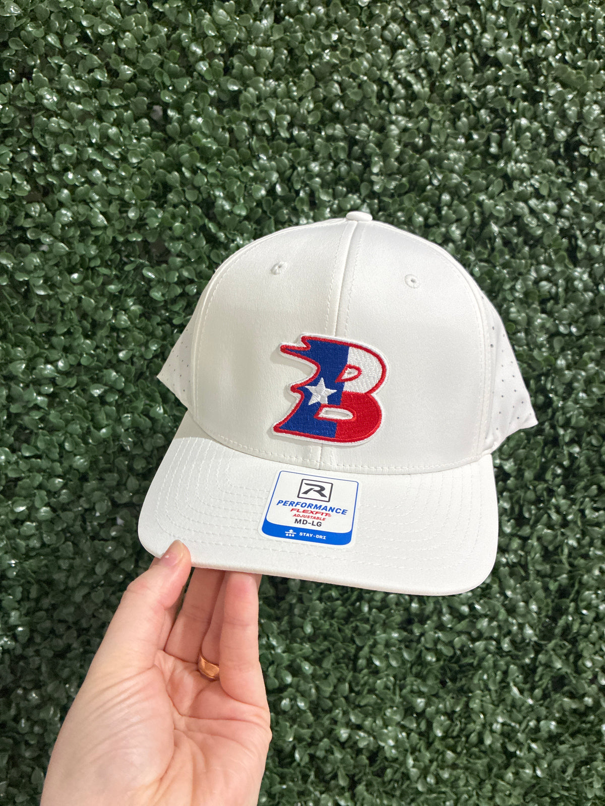 Embroidered Patch Bullard B Richardson 632 Snapback Hat - White