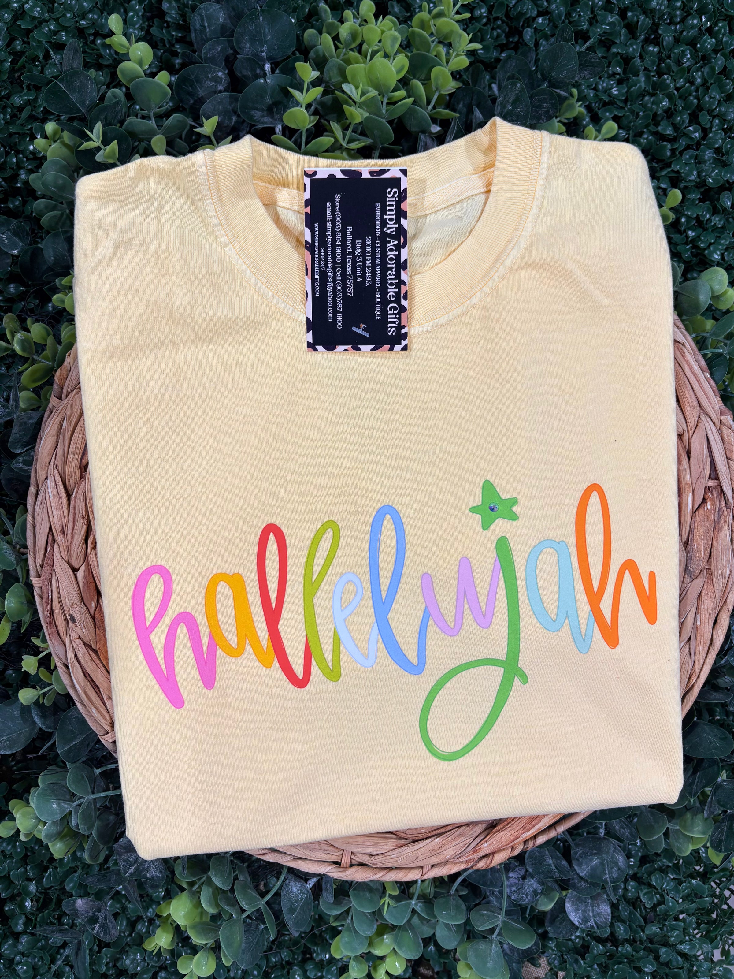 Hallelujah Rhinestone Star Comfort Color Tee