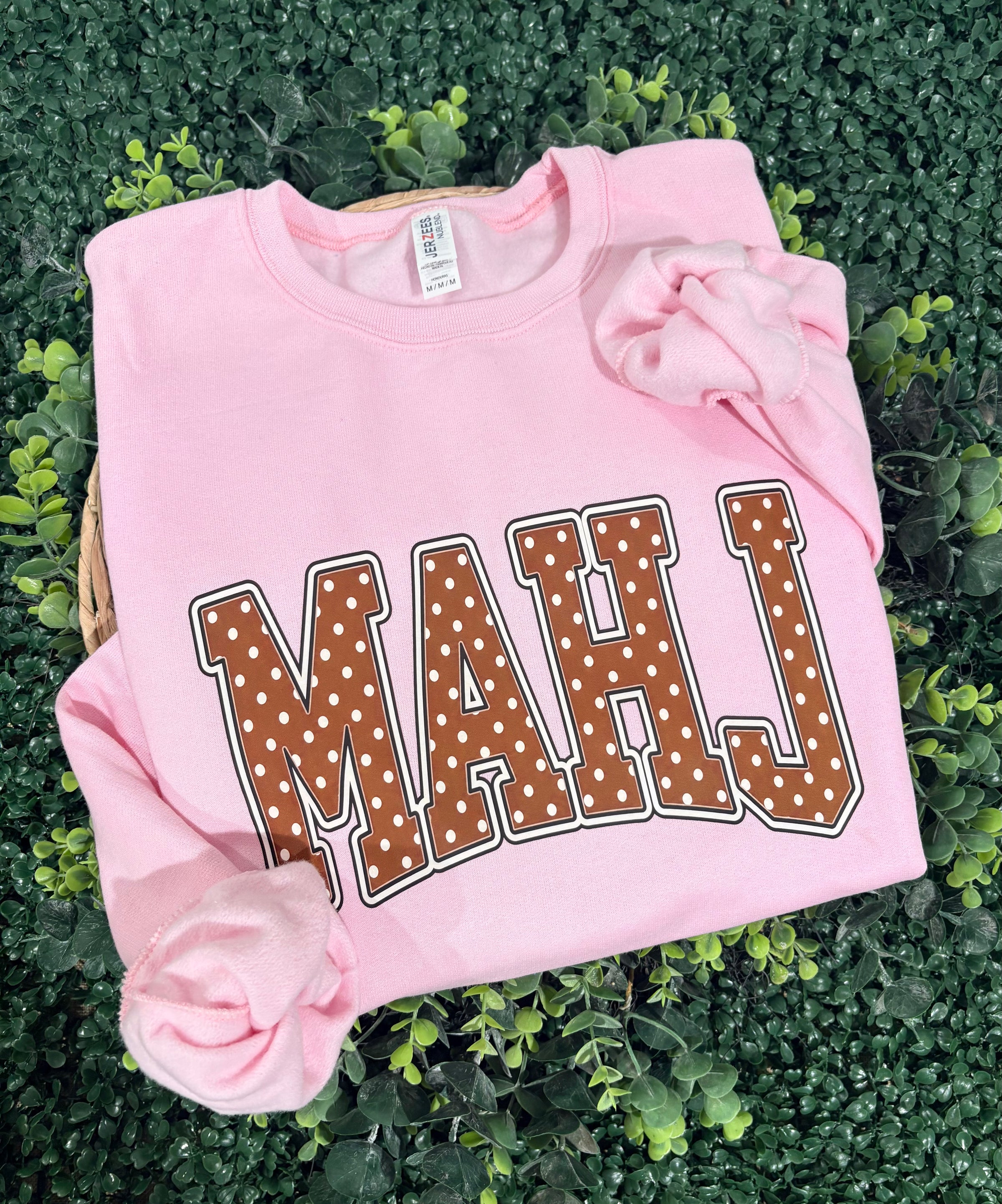 Mahj Polka Dot Pink Jerzee Sweatshirt