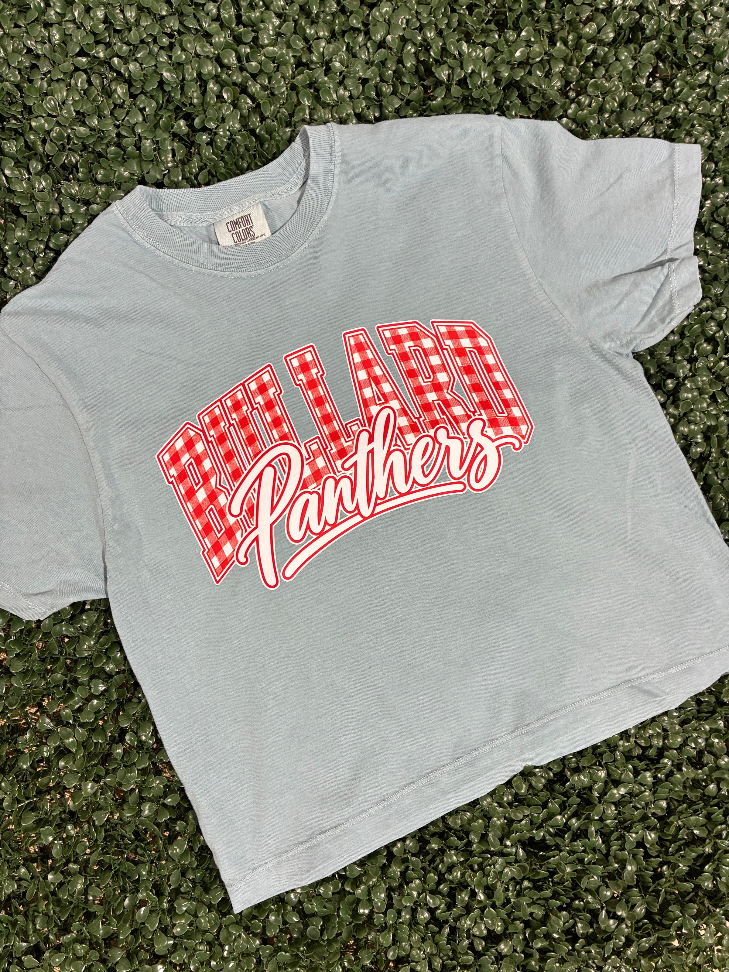 Bullard Panthers Gingham Comfort Color Crop Tee