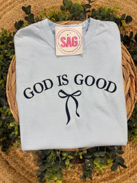 God Is Good Bow Embroidered Shirt