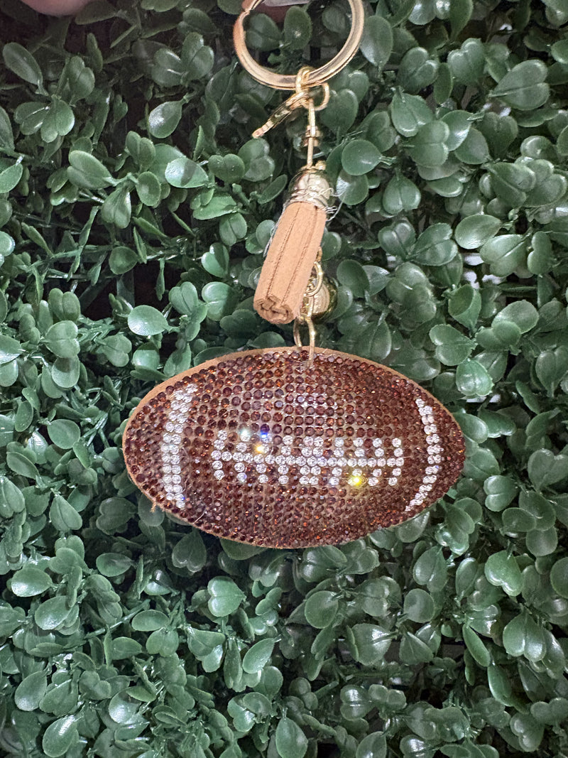 Rhinestone Football Keychain