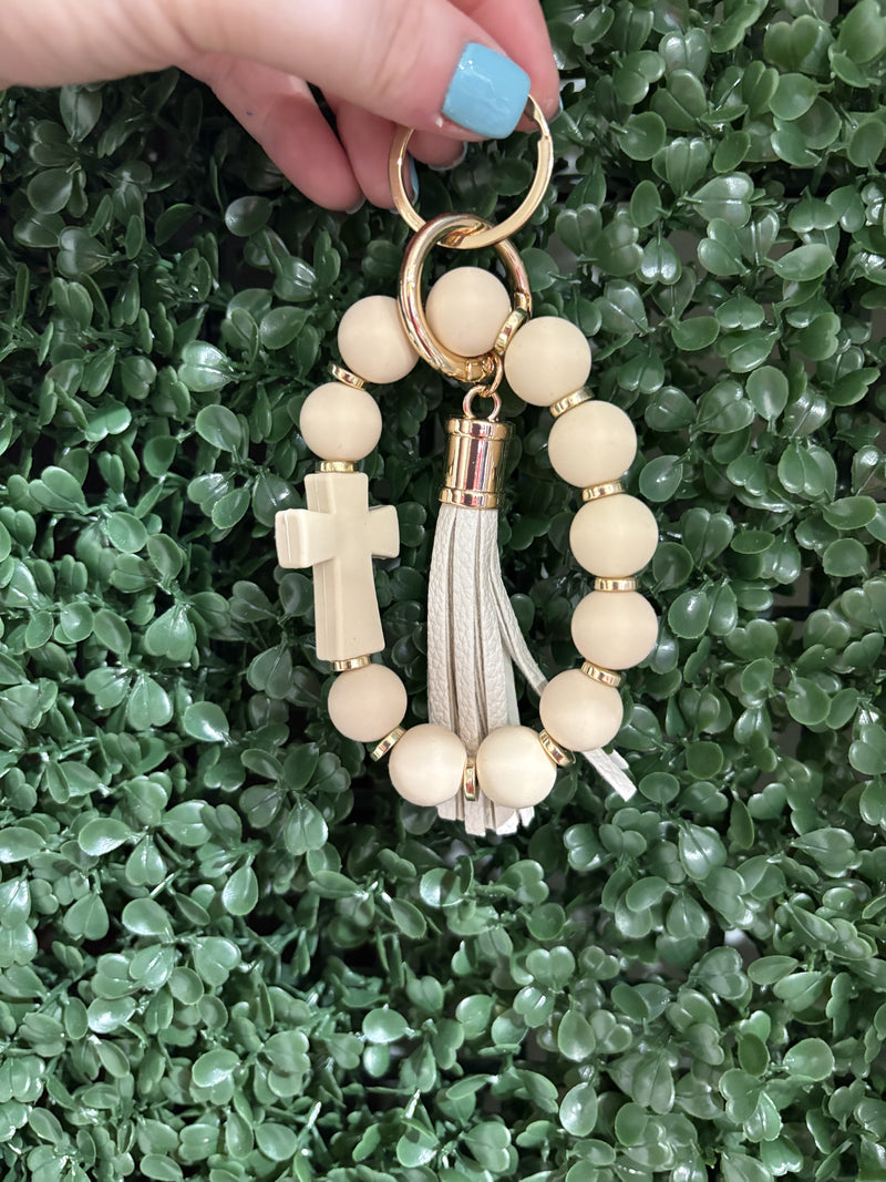 Ivory Cross Keychain