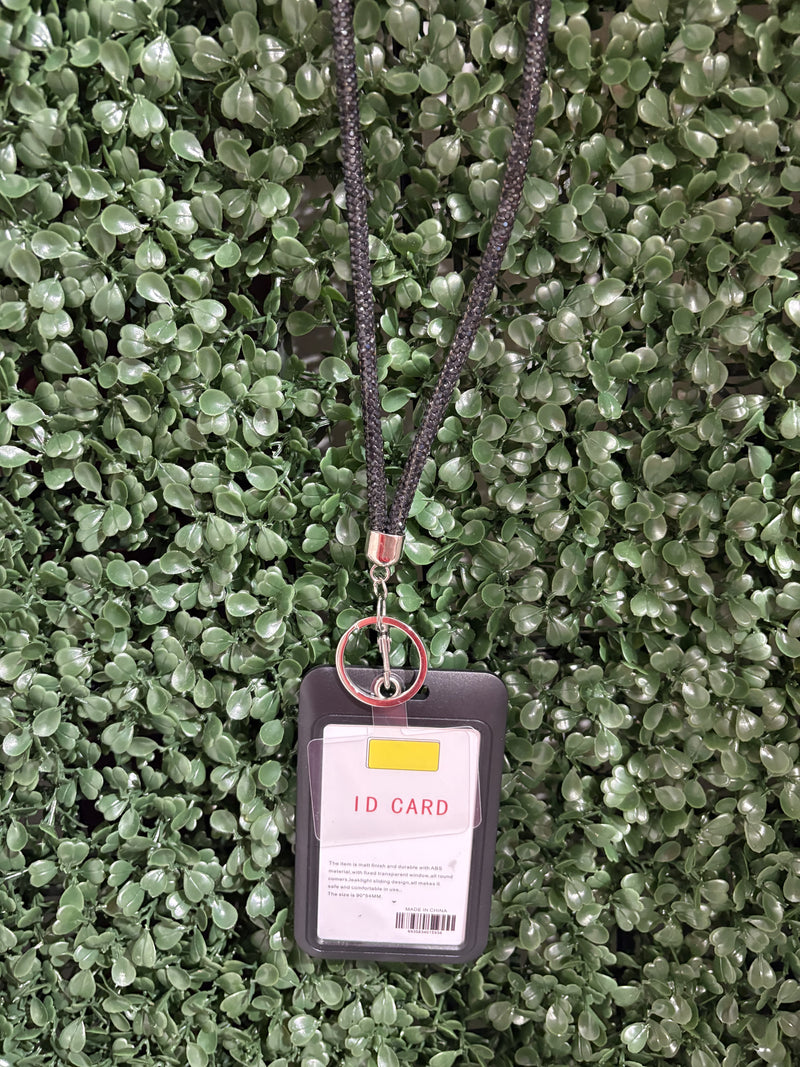 Black Rhinestone Cardholder Lanyard