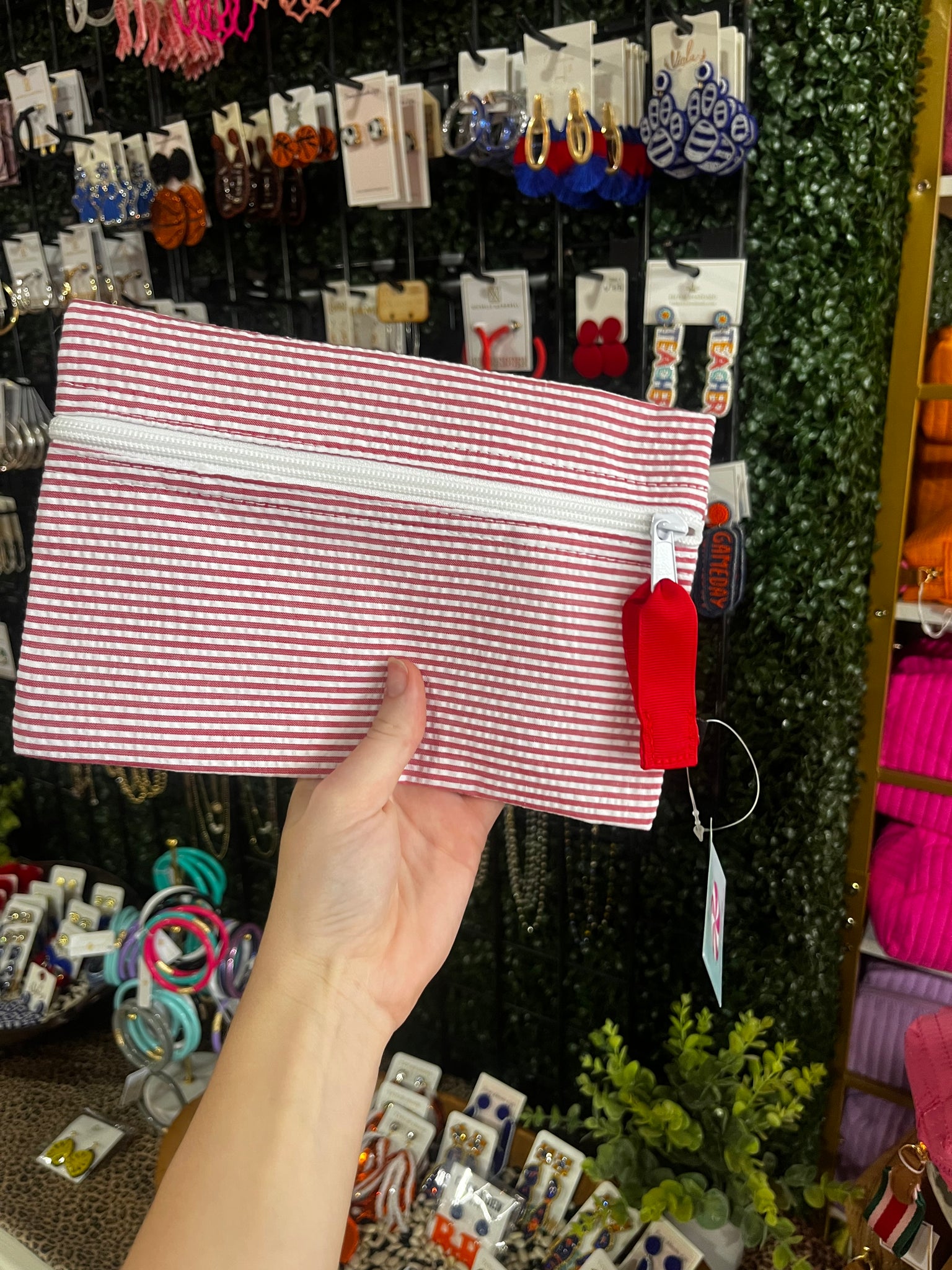 Oh Mint Red Stripe Pouch
