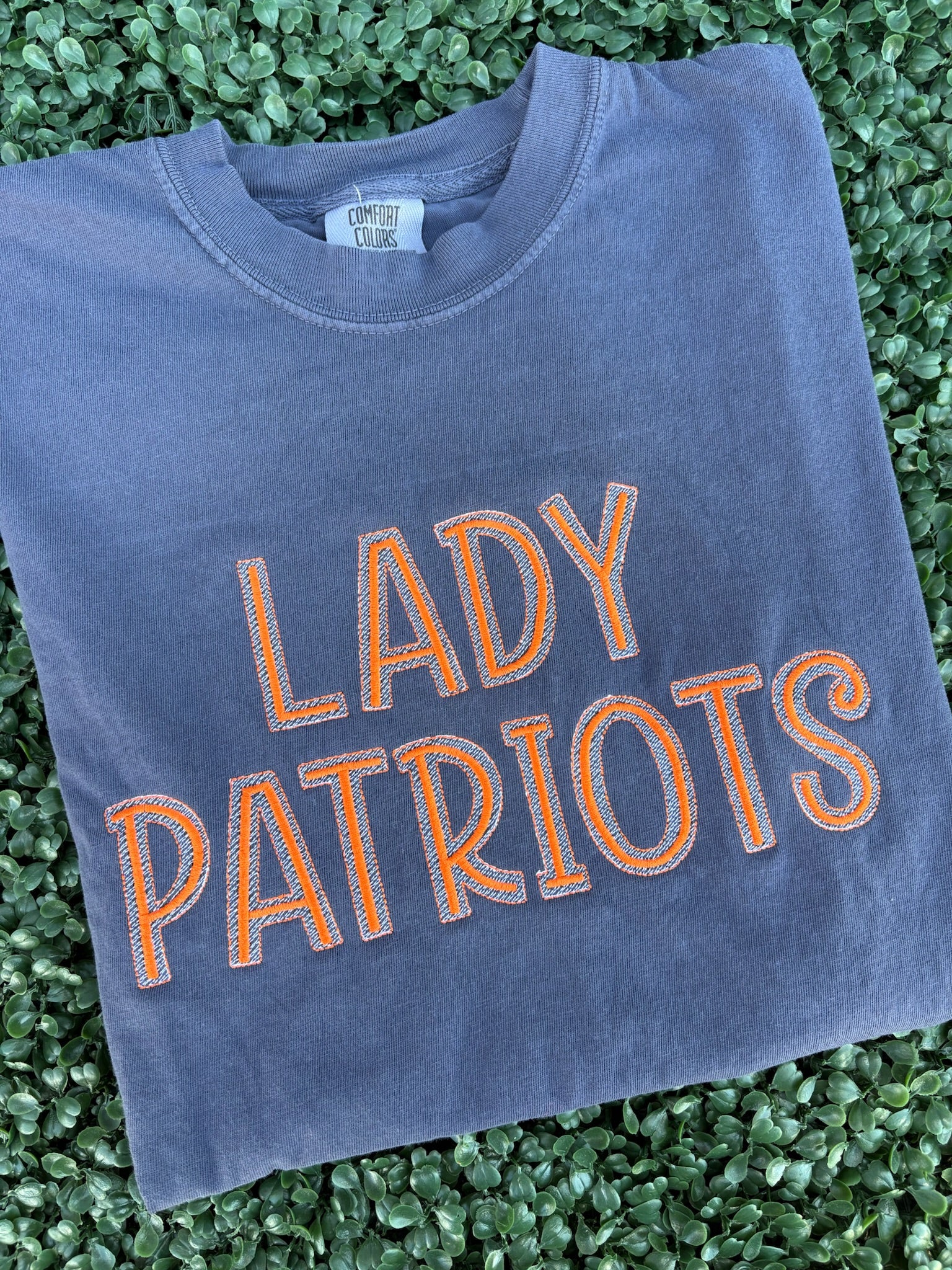 Lady Patriots Sketch Comfort Color Embroidered Tee
