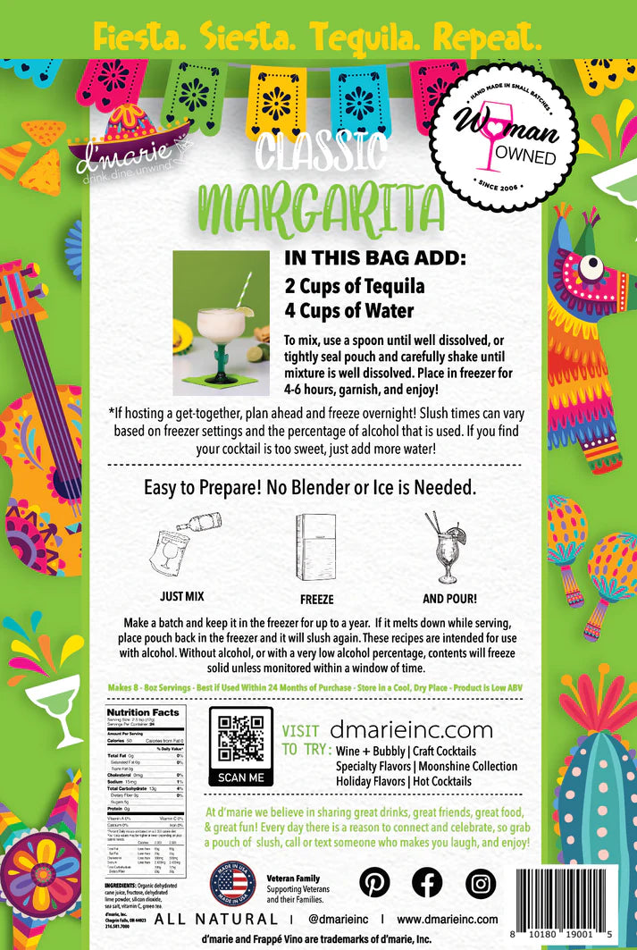 d'Marie Classic Margarita Craft Cocktail Slush Mix