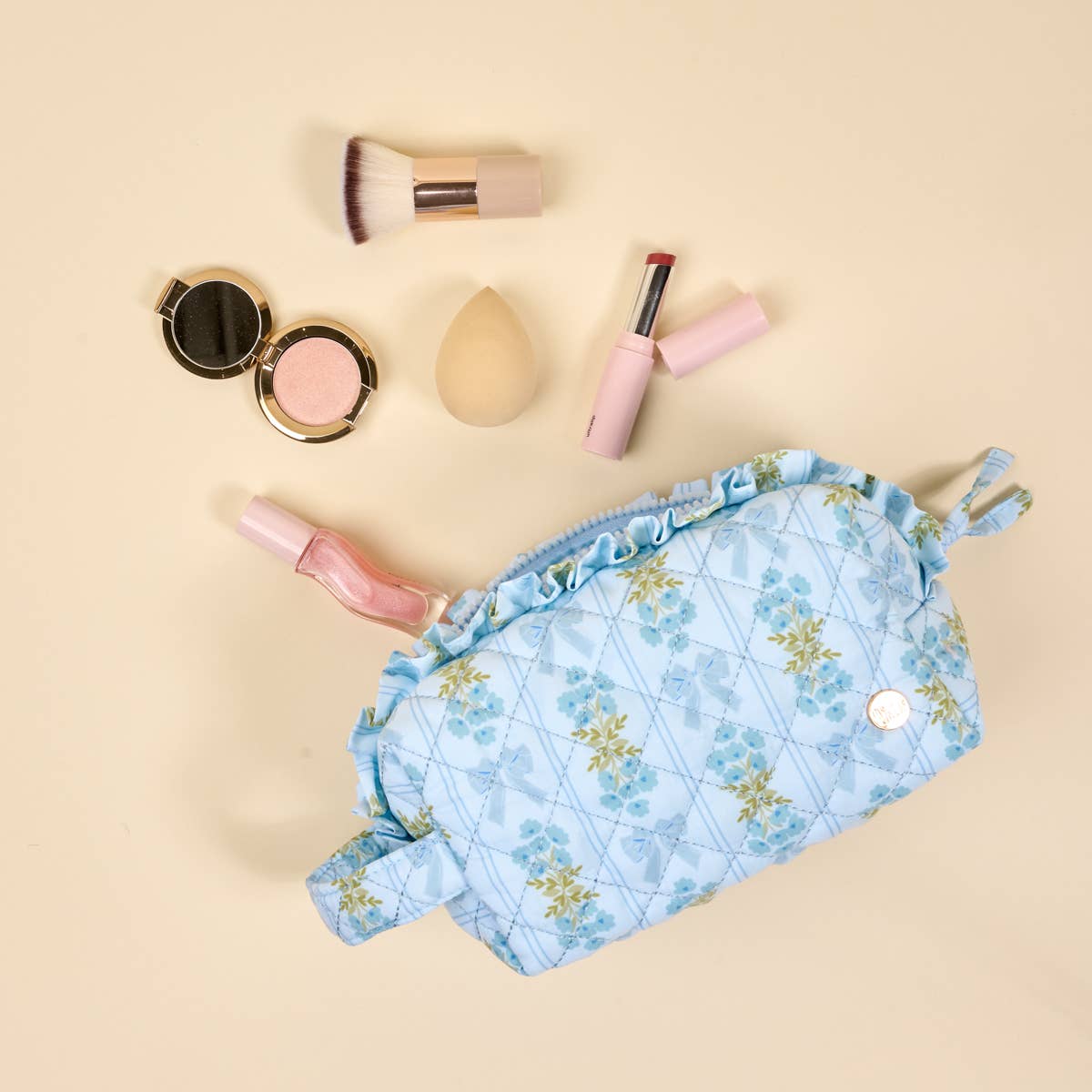 The Darling Effect Essentials Quilted Cosmetic Pouch–Oh So Fancy Blue