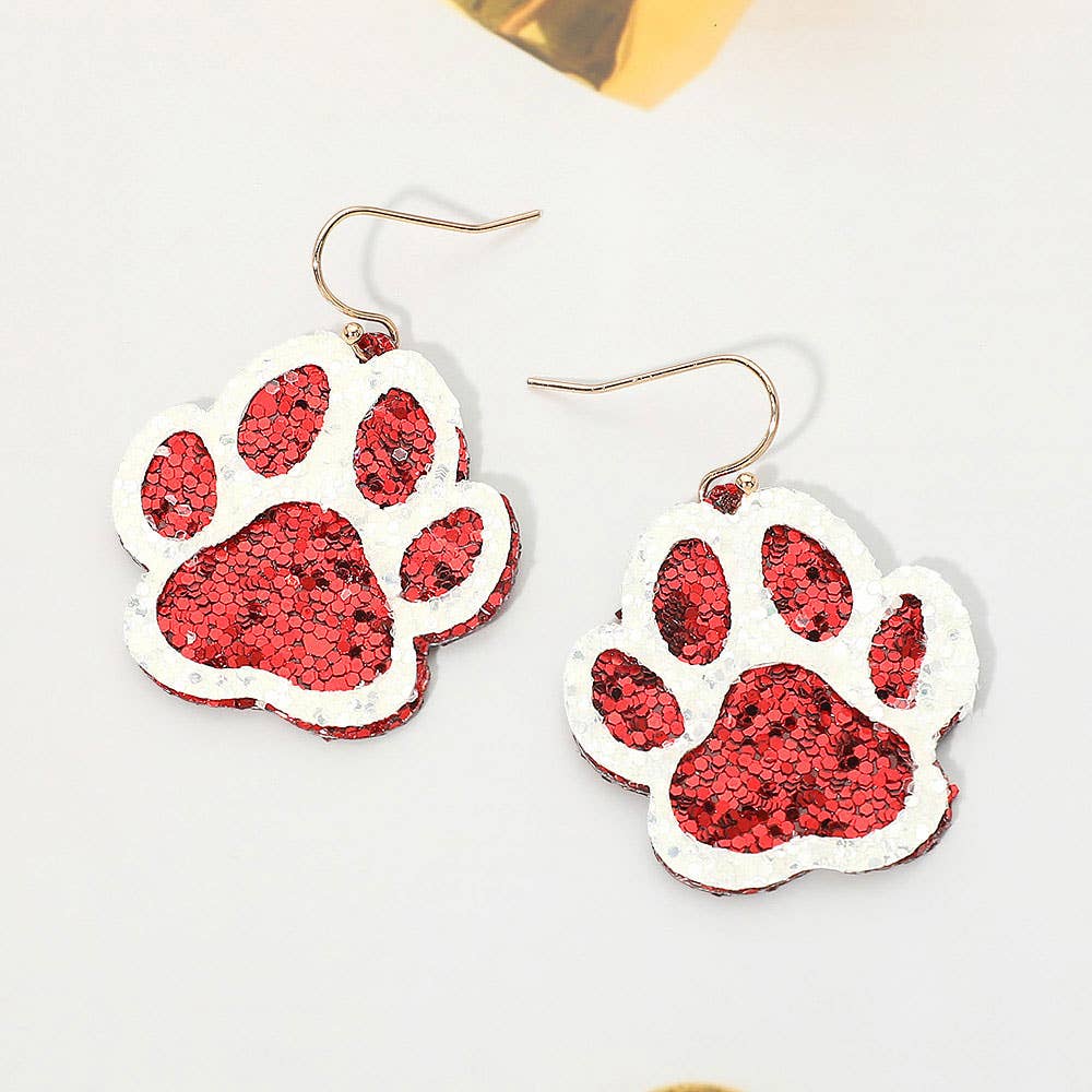Glitter Game Day Paw Dangle Earrings