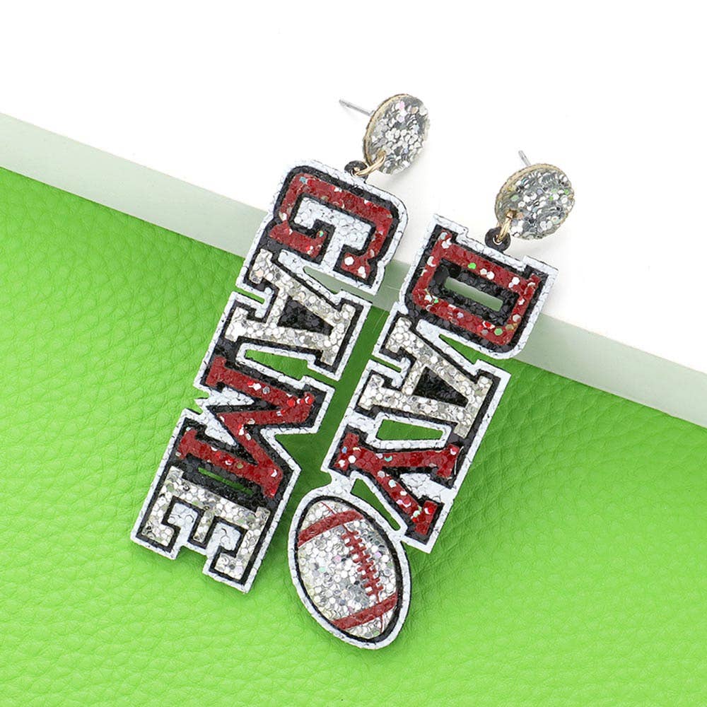 Sensibling Corp. - Game Day Message Football Bling Dangle Earrings
