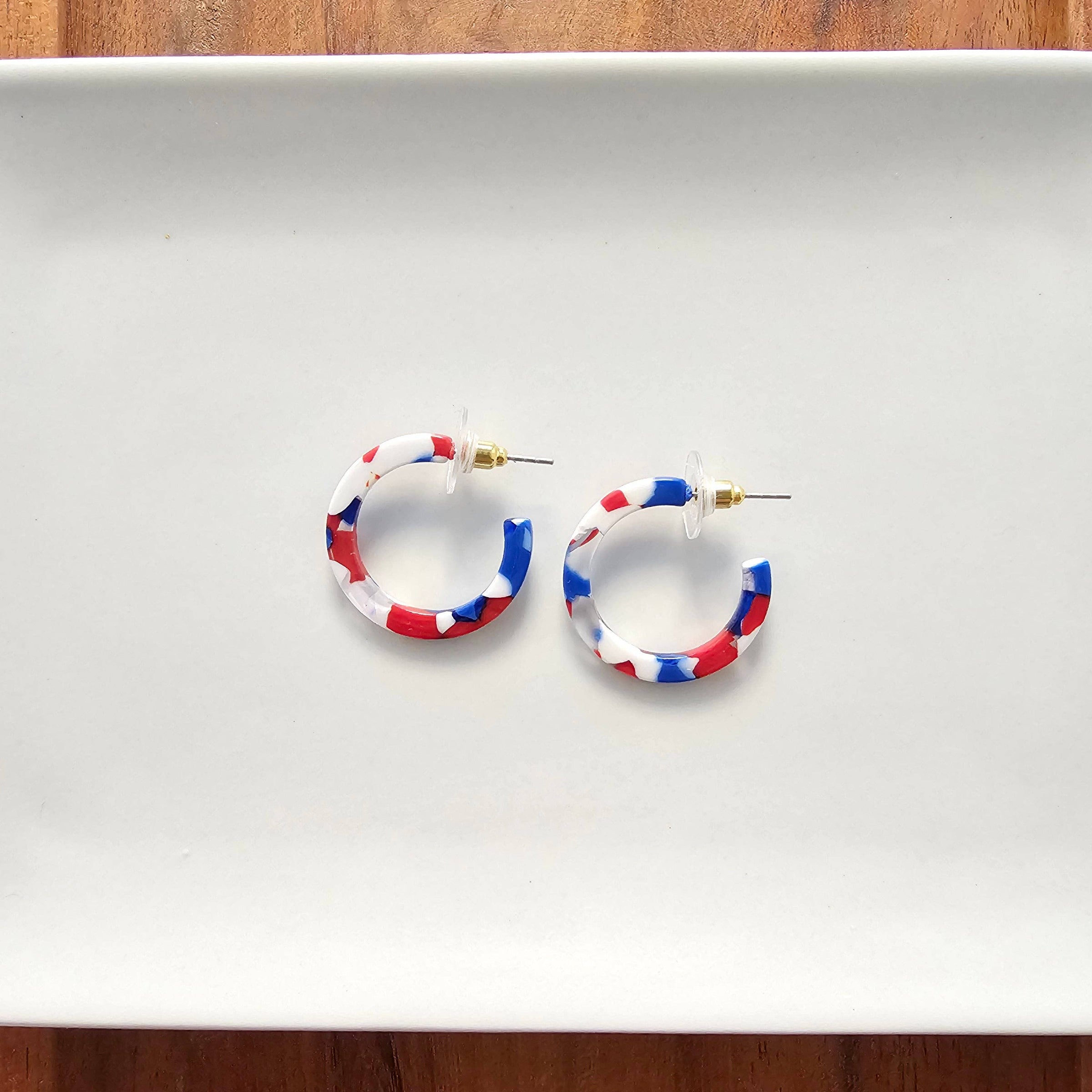 Cam Mini Hoops - Red, White & Blue // Jewelry, Earrings