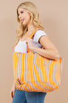 Quilted Tote Bag - Orange and Pink