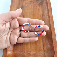 Cam Mini Hoops - Red, White & Blue // Jewelry, Earrings