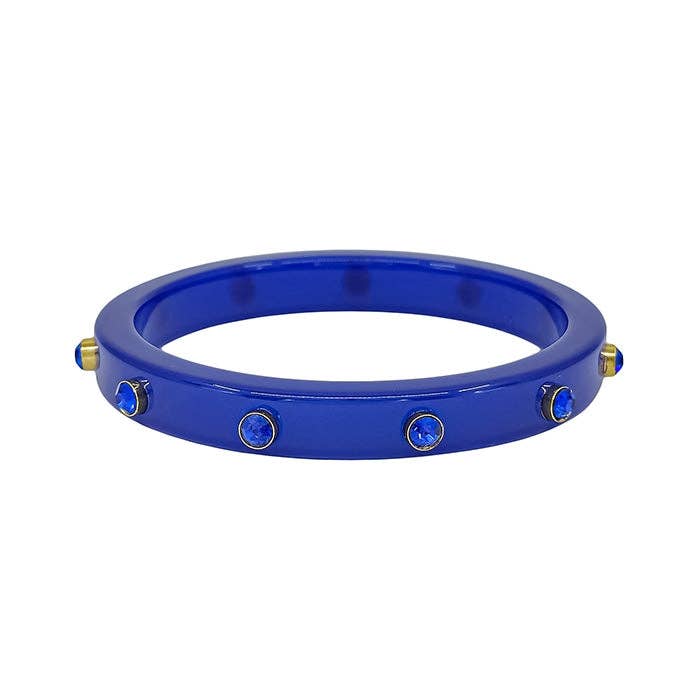 What's Hot - Blue Acrylic Bangle with Stone Accents