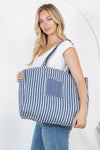 Quilted Reversible Tote - Blue and White Checkered