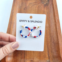 Cam Mini Hoops - Red, White & Blue // Jewelry, Earrings