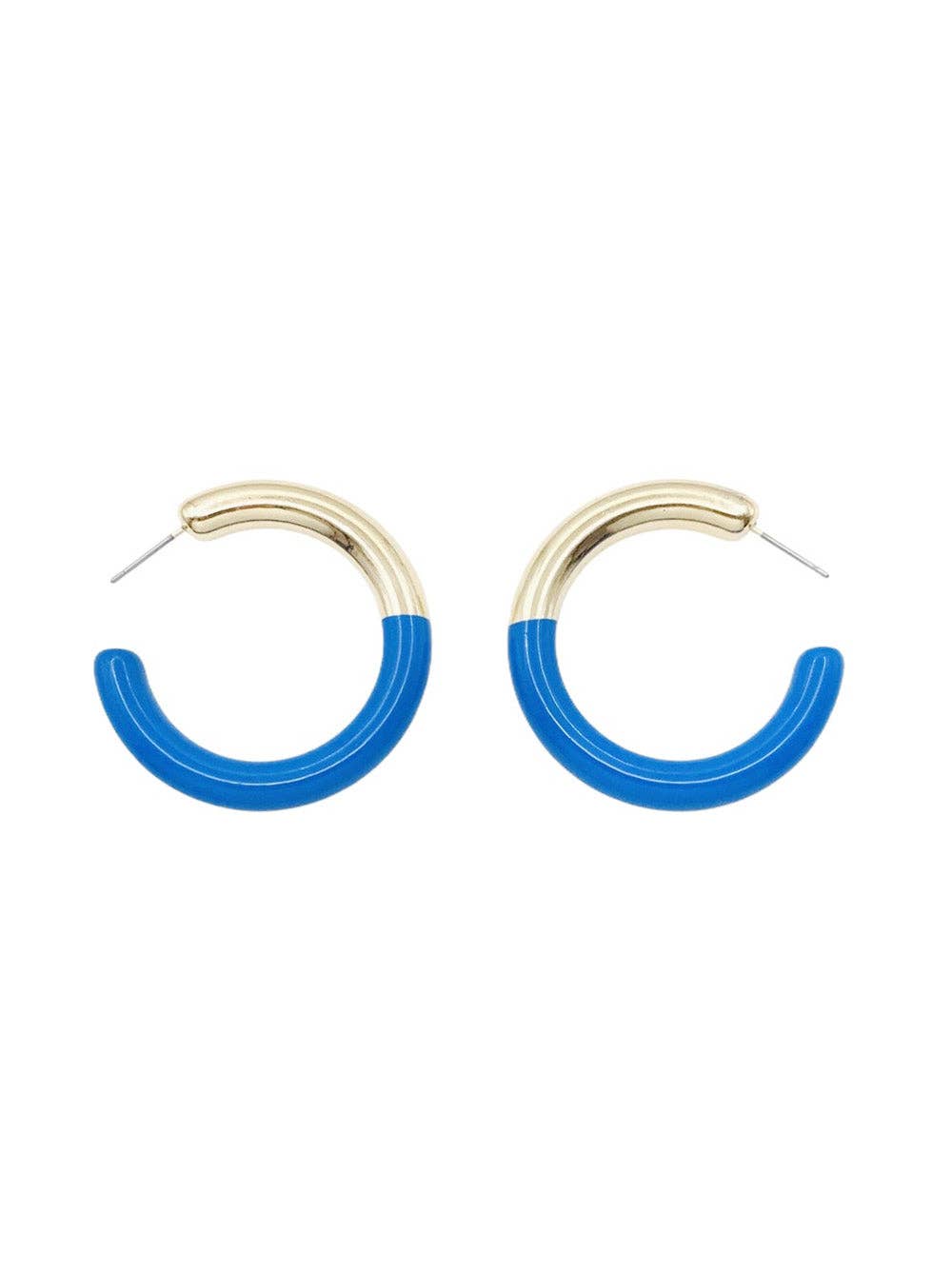 Gold Hoop with Blue Acrylic Gameday 2" Hoop Earring
