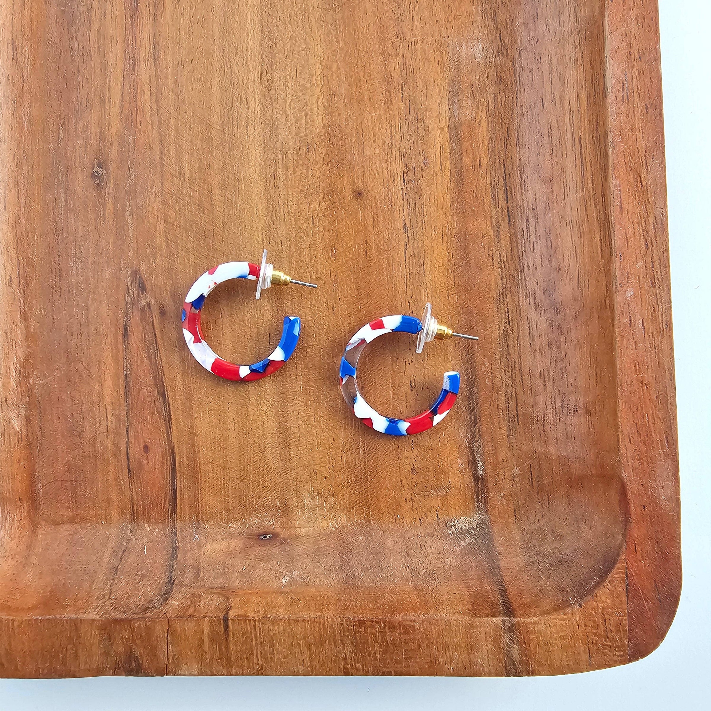 Cam Mini Hoops - Red, White & Blue // Jewelry, Earrings