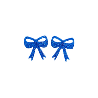 Bow Studs - Blue Glitter // Jewelry, Earrings, Game Day