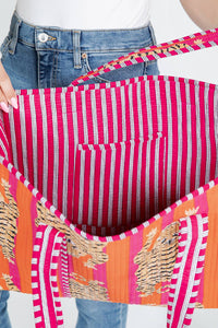 Tiger Handmade Quilted Reversible Tote Bag - Pink and Orange