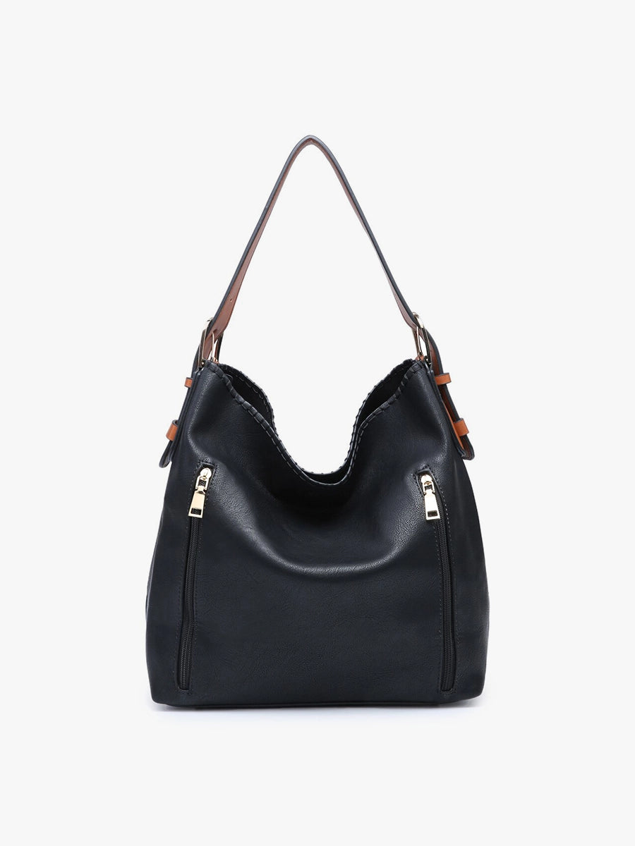 Black Leather 2 in 1 Purse and Crossbody Set