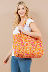 Quilted Tote Bag - Orange and Pink