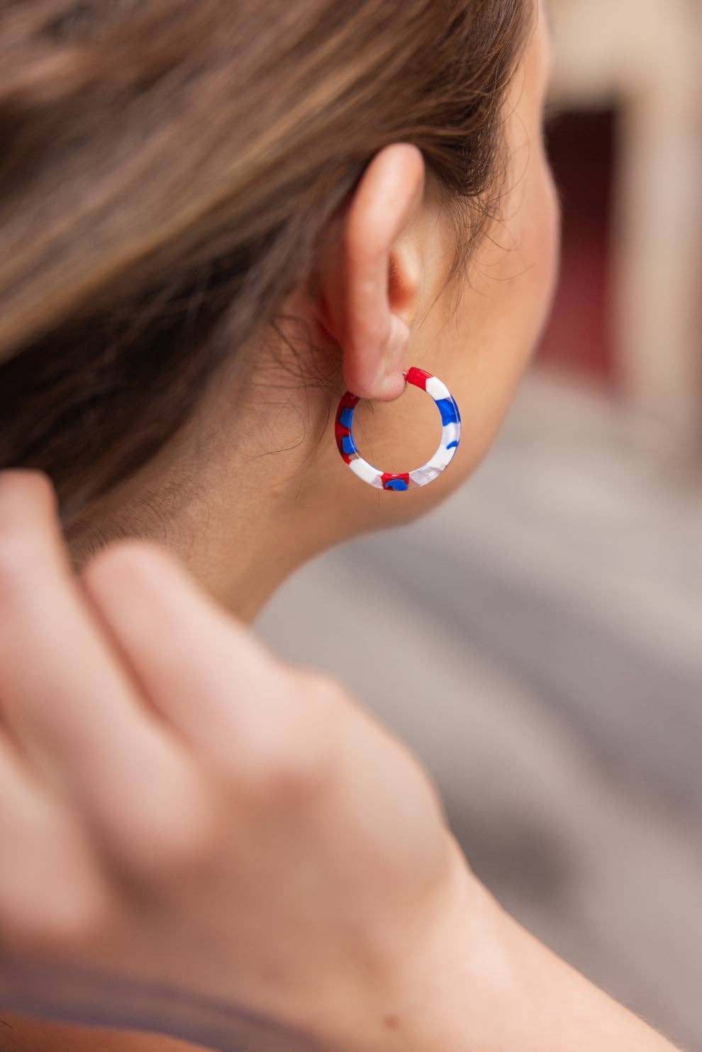 Cam Mini Hoops - Red, White & Blue // Jewelry, Earrings