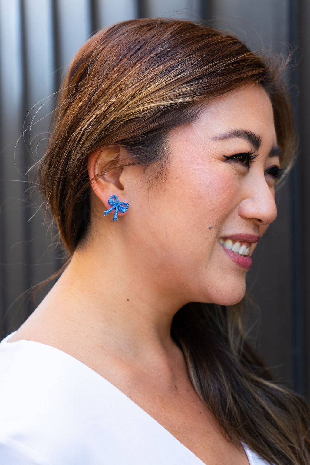 Bow Studs - Blue Glitter // Jewelry, Earrings, Game Day