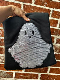 Ghost Sequin Applique Sweatshirt | Cozy Sparkle Halloween Pullover