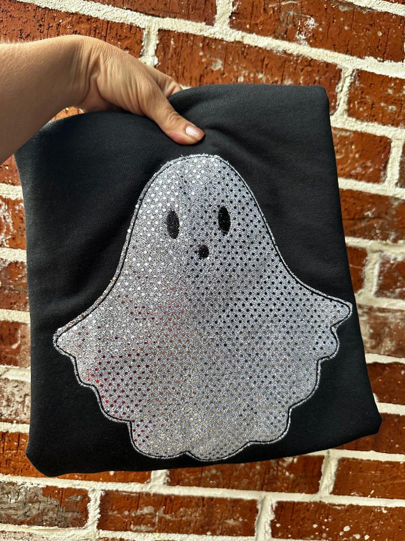 Ghost Sequin Applique Sweatshirt | Cozy Sparkle Halloween Pullover