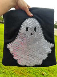 Ghost Sequin Applique Sweatshirt | Cozy Sparkle Halloween Pullover
