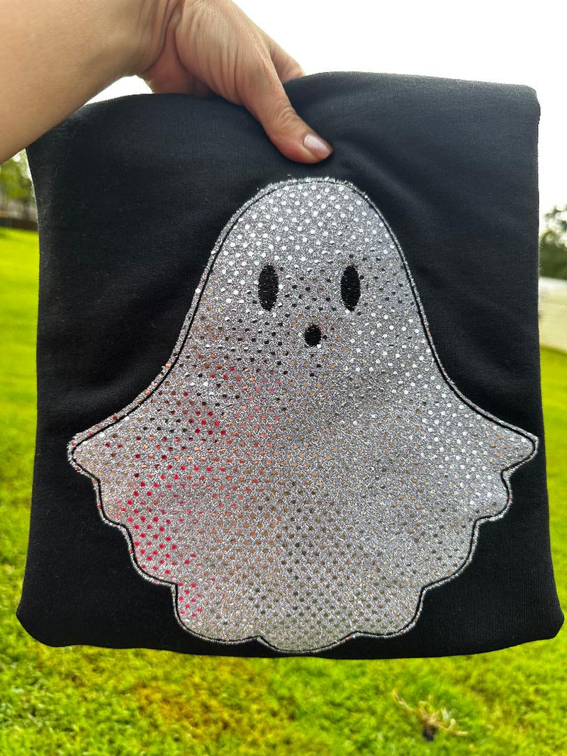 Ghost Sequin Applique Sweatshirt | Cozy Sparkle Halloween Pullover