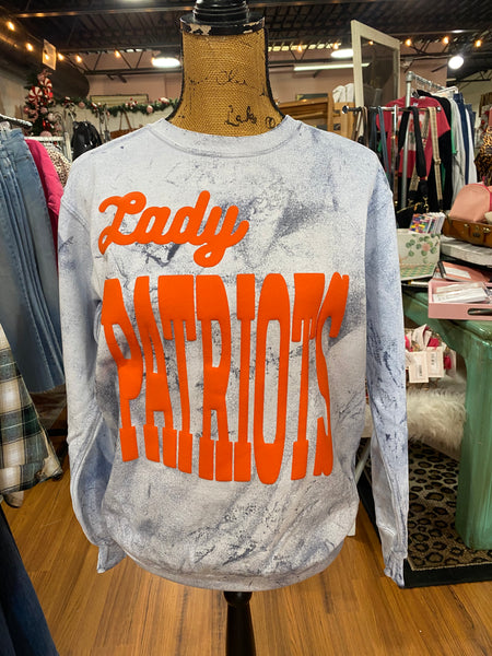 Lady Patriots Puff Blue Splatter Sweatshirt
